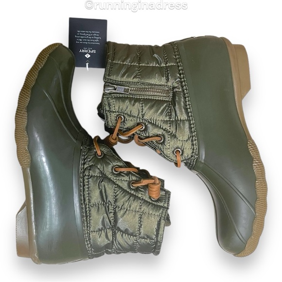 NWT Sperry Women's Saltwater Leather Camo Snow Boot In Dark Olive Size 8.5 - Picture 6 of 13